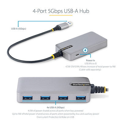 USB Hub StarTech.com 4-Port USB 3.0 5Gbps Bus Powered - 5G4AB-USB-A-HUB