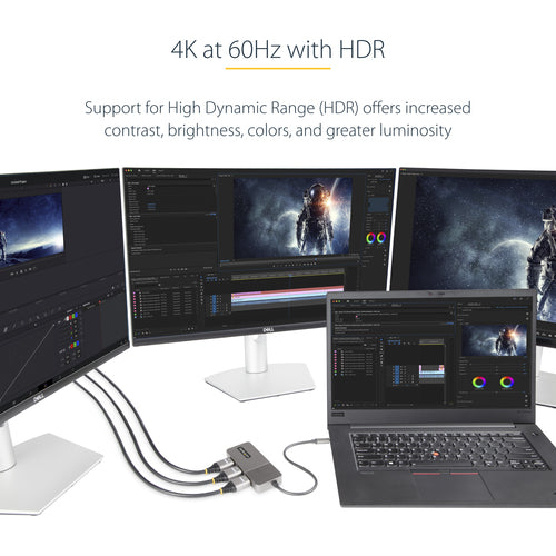 USB-C MST Hub to 3x HDMI Adapter 4K 60Hz Triple Monitor