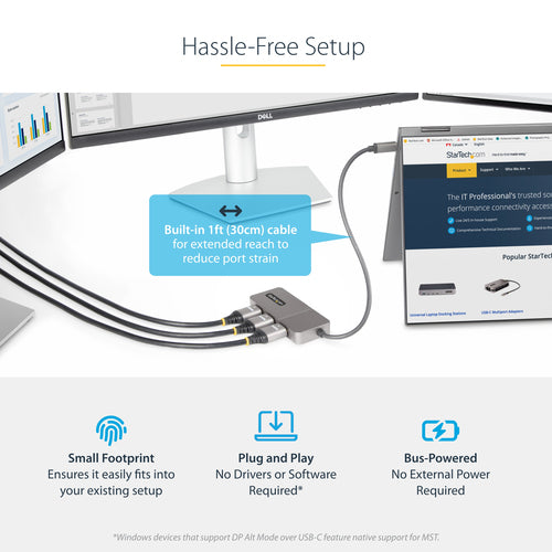 USB-C MST Hub to 3x HDMI Adapter 4K 60Hz Triple Monitor