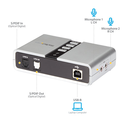 USB Audio Adapter StarTech.com ICUSBAUDIO7D 7.1 SPDIF Digital Audio 16 Bit - ICUSBAUDIO7D