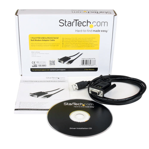 Serial Adapter StarTech 6ft USB to RS232 1-Port DB9 Null Modem USB 2.0 - ICUSB232FTN