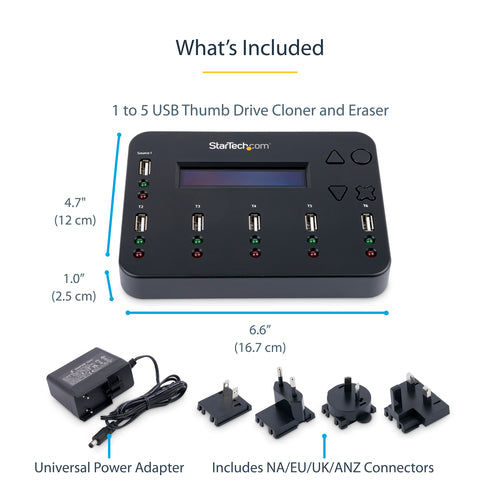 USB Thumb Drive Duplicator StarTech USBDUP15 1 to 5 Copies 1.5GB/min USB 2.0 - USBDUP15