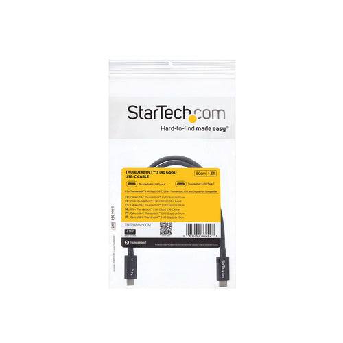Thunderbolt 3 USB-C Cable 0.5m 40Gbps Black Male-Male