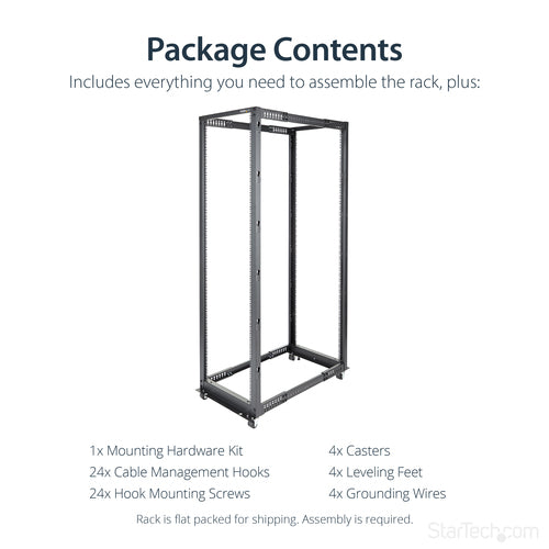 Rack Cabinet StarTech.com 4POSTRACK42 42U 600kg 40in Mounting Depth Freestanding - 4POSTRACK42
