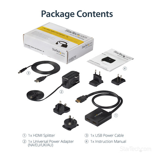 HDMI Video Splitter StarTech.com ST122HD4KU 4K 30Hz 1x2 USB Powered - ST122HD4KU