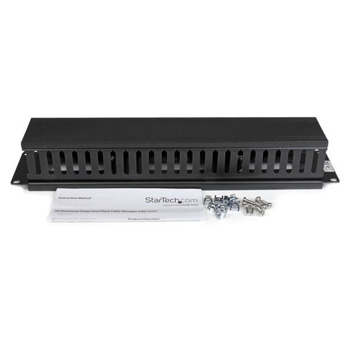 StarTech.com Horizontal 2U Cable Management Duct - Black Plastic & Steel Design