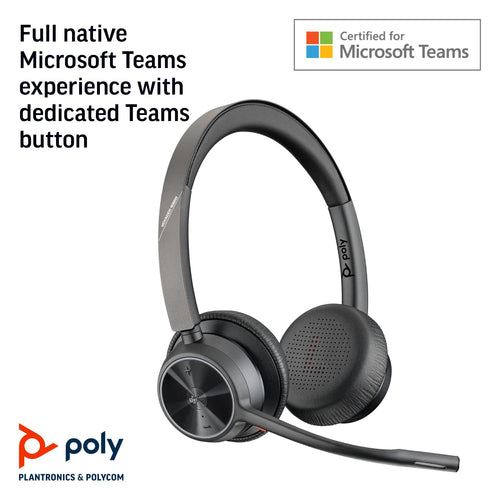 Headset HP Poly Voyager 4320 USB-A Certified Microsoft Teams Wired Wireless 20-20000 Hz - 77Y98AA