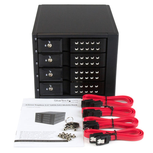 Drive Bay Panel StarTech HSB4SATSASBA 4 Bay Aluminum Trayless Hot Swap 6 Gbps HDD - HSB4SATSASBA