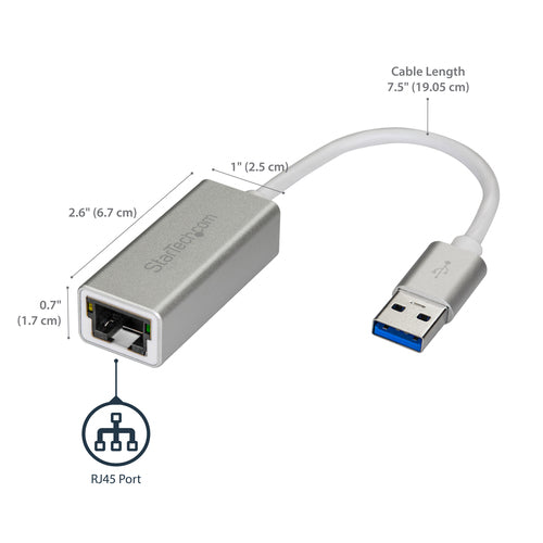 Network Adapter StarTech.com USB 3.0 Gigabit Wired 2000 Mbit/s Silver