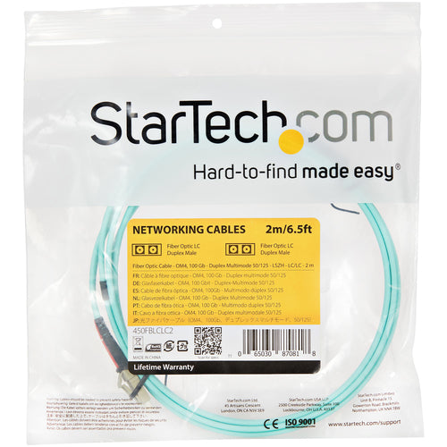 Fiber Optic Cable StarTech.com 2m LC/UPC OM4 Multimode 100G Low Insertion Loss - 450FBLCLC2