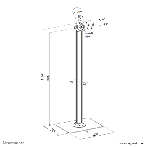 Tablet Stand Neomounts FL15-627BL1 Universal Max 3kg Steel Black - FL15-627BL1