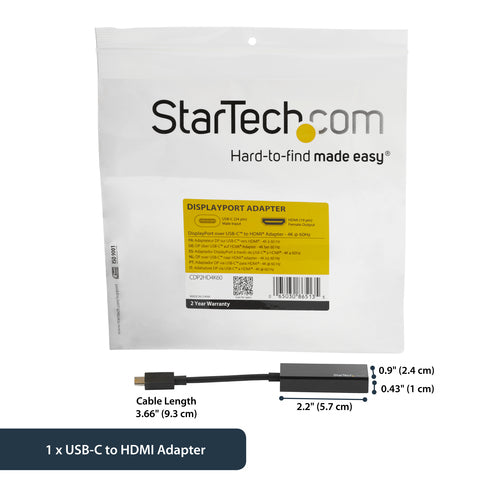 USB Graphics Adapter StarTech.com CDP2HD4K60 4K UHD 60Hz USB-C