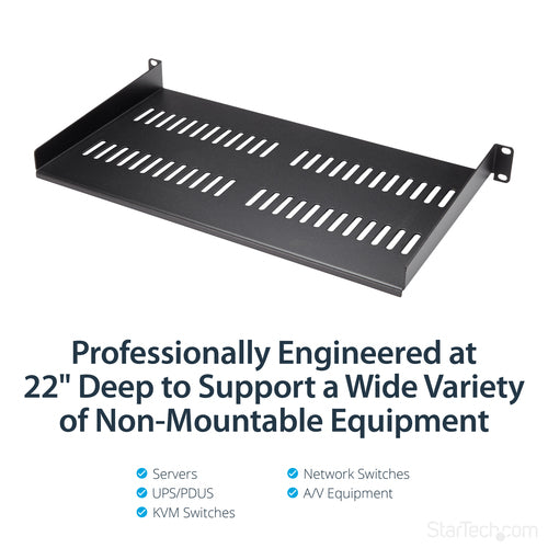 Server Rack Shelf StarTech.com CABSHELFV1U 1U Heavy Duty 44lb Capacity