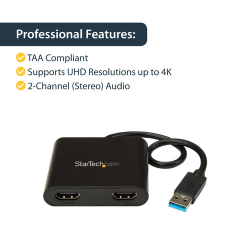USB Graphics Adapter StarTech.com USB32HD2 Dual HDMI 3840x2160