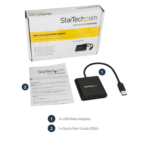 USB Graphics Adapter StarTech.com USB32HD2 Dual HDMI 3840x2160