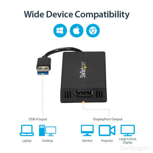USB Graphics Adapter StarTech.com USB32DP4K 4K 30Hz USB 3.0 Type-A DisplayPort - USB32DP4K