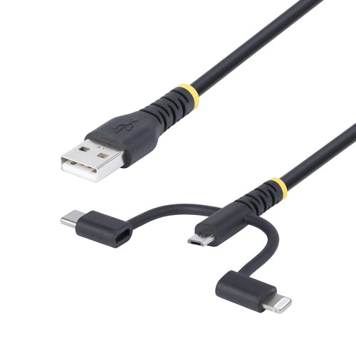 USB Cable StarTech.com RLTCUB1MBK 3ft 3-in-1 Lightning Micro-USB Type-C - RLTCUB1MBK