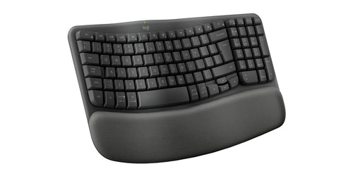 Wireless Full-Size Keyboard QWERTY Bluetooth Graphite Membrane Key Logitech ERGO