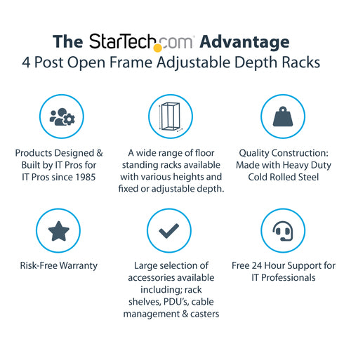 Server Rack StarTech.com 4POSTRACK12U 12U Capacity 544kg Mobile Design
