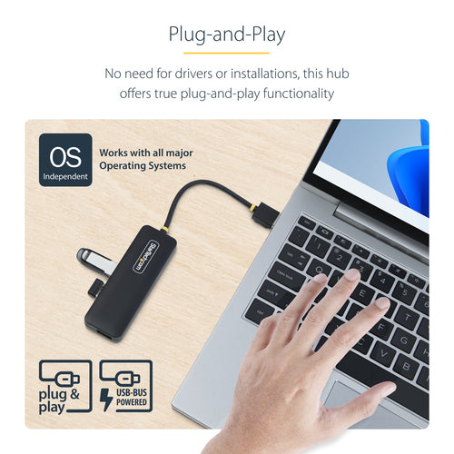 4-Port USB-A Hub 5Gbps StarTech.com Portable Splitter