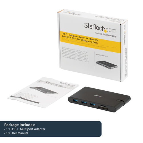 USB-C Multiport Adapter StarTech DKT30CHVSC 4K HDMI 100W Power Delivery