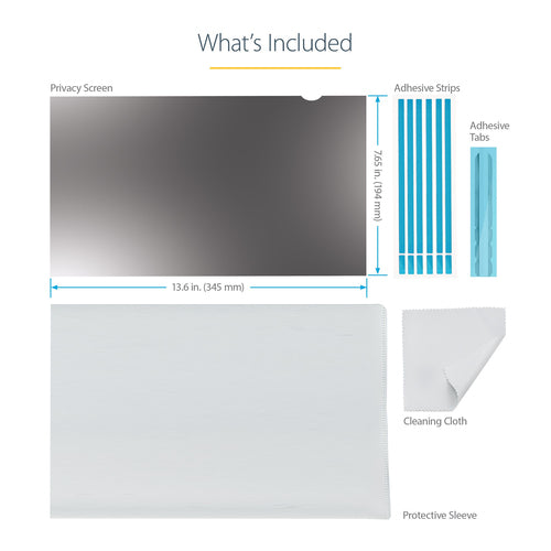 Privacy Filter StarTech 15.6-Inch Anti-Glare 51% Blue Light Reduction Frameless - 156L-PRIVACY-SCREEN