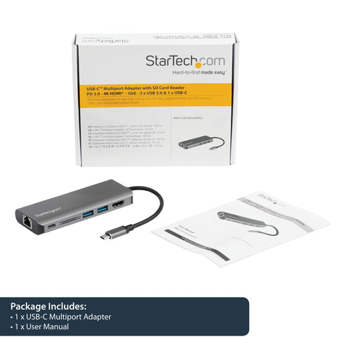 USB-C Multiport Adapter StarTech DKT30CSDHPD3 4K HDMI 60W Power Delivery