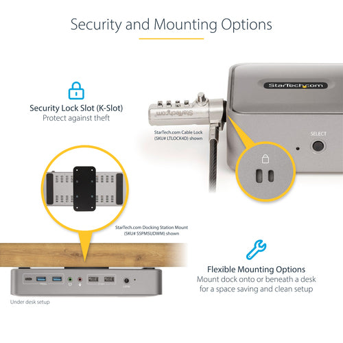 KVM Switch StarTech.com 129UE-USBC-KVM-DOCK Dual-Laptop USB-C Dock 4K 60Hz DisplayPort 5-Port USB Hub - 129UE-USBC-KVM-DOCK