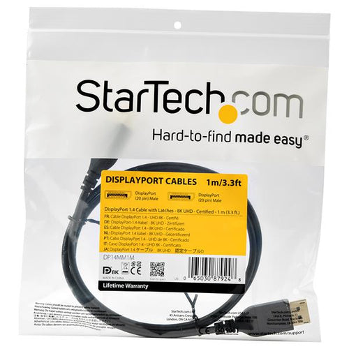 DisplayPort Cable StarTech.com DP14MM1M 8K 60Hz HDR 3 ft Male to Male - DP14MM1M