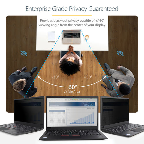 Privacy Filter StarTech 15.6-Inch Anti-Glare 51% Blue Light Reduction Frameless - 156L-PRIVACY-SCREEN