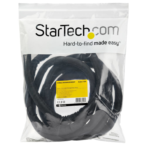Cable Organizer StarTech.com WKSTNCM2 15' Expandable Sleeve Black - WKSTNCM2