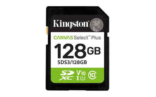 128GB Kingston Technology Canvas Select Plus Gen3 SDXC Card 150MB/s UHS-I C10