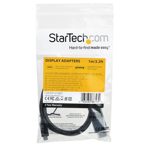 USB C to DisplayPort 1.4 Cable 8K 60Hz Bidirectional Adapter StarTech