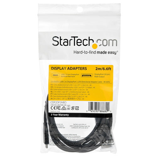 Video Cable Adapter StarTech USB-C to DisplayPort 4K 60Hz 2m