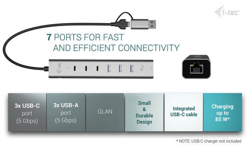 i-tec CAHUBMETAL6LANPD interface hub