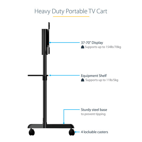 TV Mount StarTech.com MBLTVSTNDEC 37-70 inch VESA Display Rolling Stand 154 lbs Capacity
