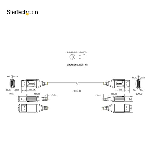 DisplayPort Cable StarTech DP14VMM5M 16ft 8K 60Hz HDR10 4K 120Hz M/M - DP14VMM5M