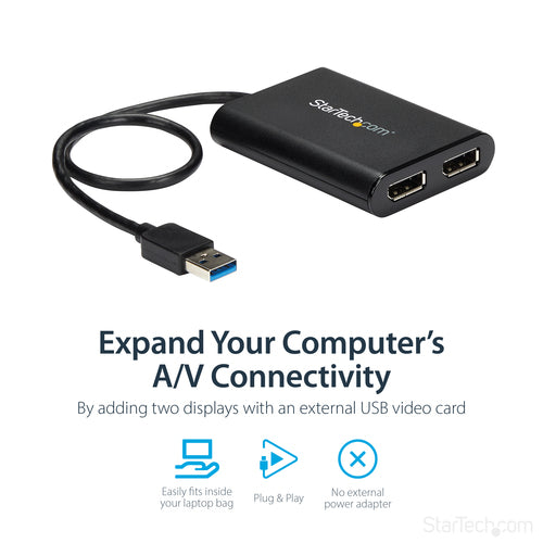 USB Graphics Adapter StarTech.com USB32DP24K60 4K 60Hz Dual DisplayPort USB Type-A - USB32DP24K60