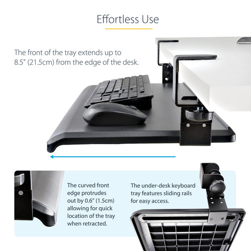Keyboard Tray StarTech.com Clamp-on Ergonomic Holder Up to 12kg Height Adjustable - KEYBOARD-TRAY-CLAMP1