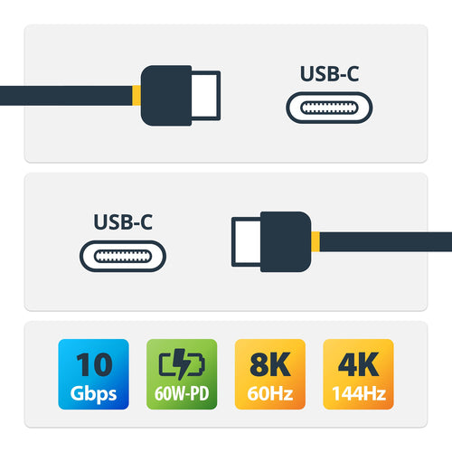 USB Cable StarTech.com USB31CC1M 10Gbps 60W Power Delivery 8K 1m Male/Male - USB31CC1M