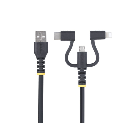 USB Cable StarTech.com RLTCUB1MBK 3ft 3-in-1 Lightning Micro-USB Type-C - RLTCUB1MBK