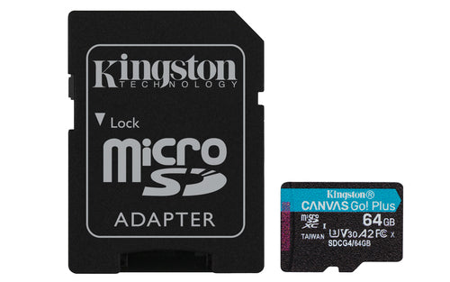 64GB Kingston Technology Canvas Go! Plus MicroSDXC Card 200MB/s UHS-I A2 U3 V30