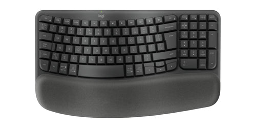 Wireless Full-Size Keyboard QWERTY Bluetooth Graphite Membrane Key Logitech ERGO