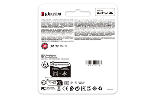 512GB Kingston Technology Canvas Go! Plus MicroSDXC Card 200MB/s A2 U3 V30 with Adapter