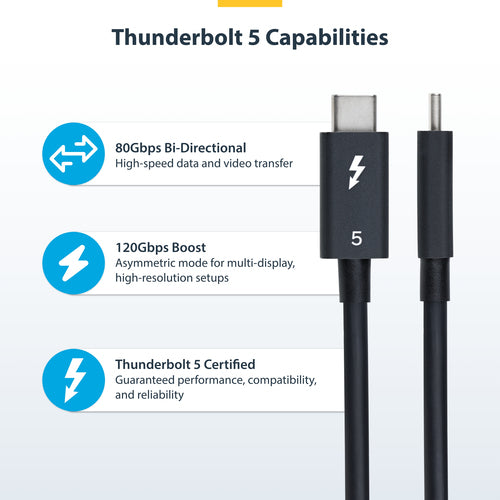 Thunderbolt Cable StarTech.com TBLT5MM50CM240W 80Gbps 240W 1.5ft Male to Male