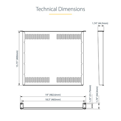 StarTech.com CABSHELFV1U-16-RACK rack accessory