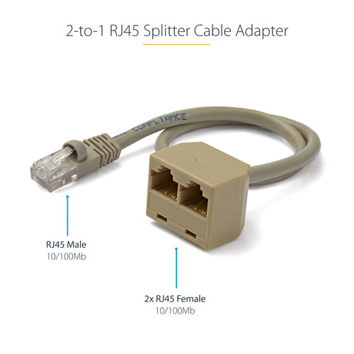 RJ45 Splitter StarTech.com 2-to-1 Ethernet Connector Cat5e 0.33m