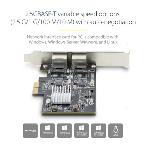2-Port 2.5Gbps NBASE-T PCIe Network Card Intel I225-V Multi-Gigabit NIC