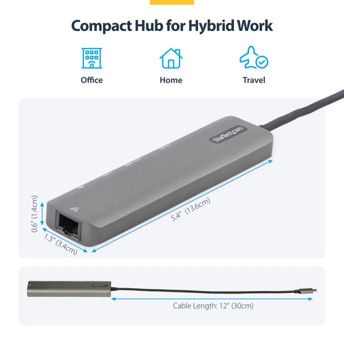 USB-C Multiport Adapter Hub StarTech DKT30CHSDPD1 4K 60Hz HDMI Gigabit Ethernet 100W Charging
