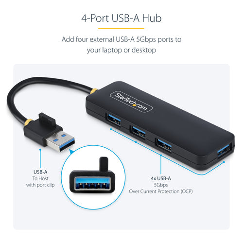 4-Port USB-A Hub 5Gbps StarTech.com Portable Splitter